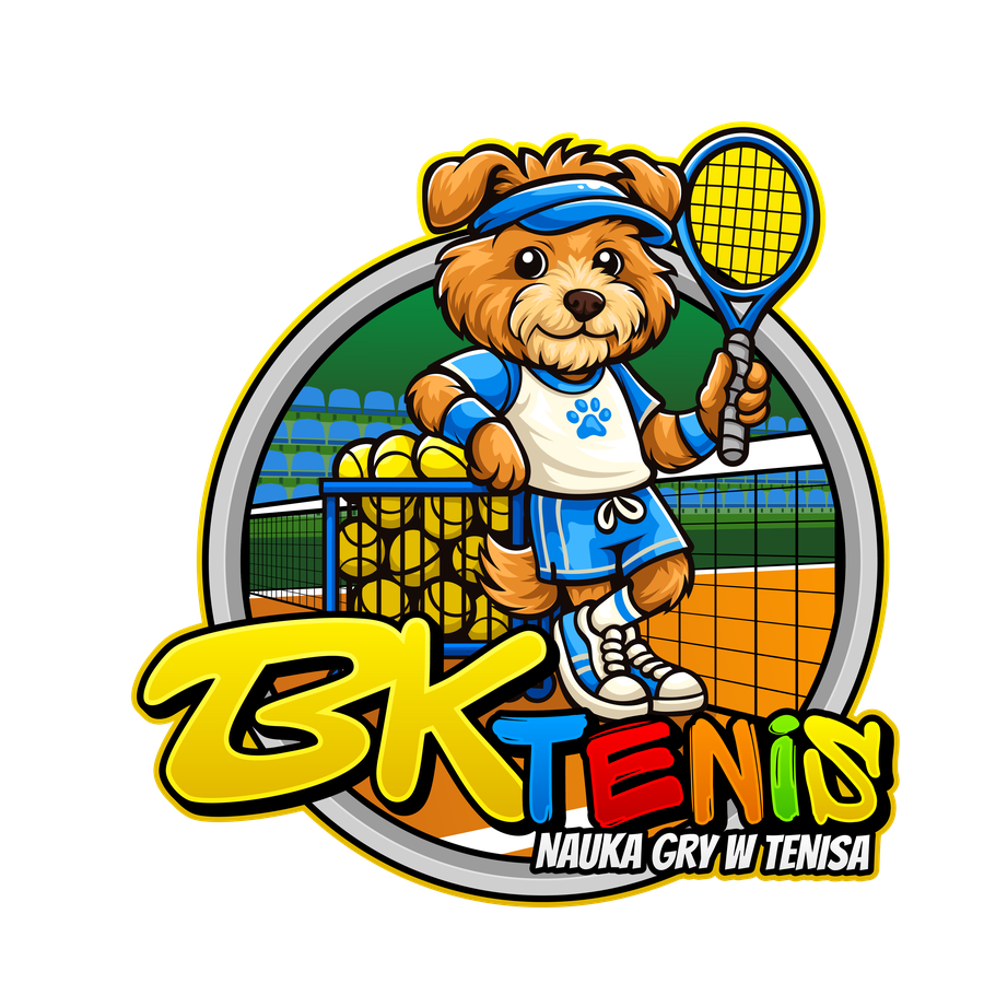 Maskotka BKtenis — piesek z rakietą tenisową